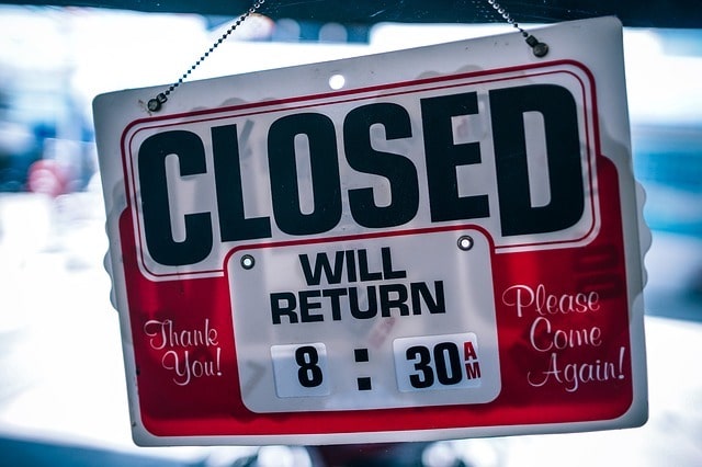 business closed sign