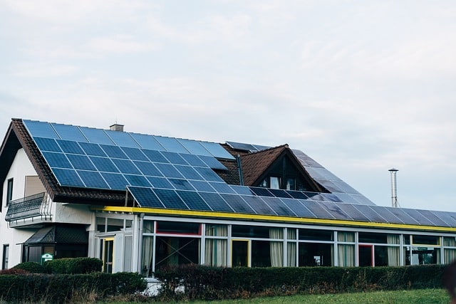 london house with solar